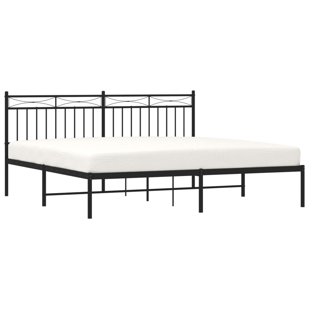 vidaXL Metal Bed Frame without Mattress with Headboard Black 183x213 cm