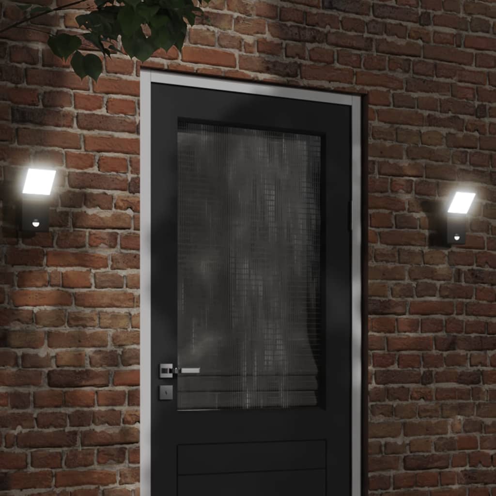 vidaXL Outdoor LED Wall Light with Sensor Black Die-cast Aluminium