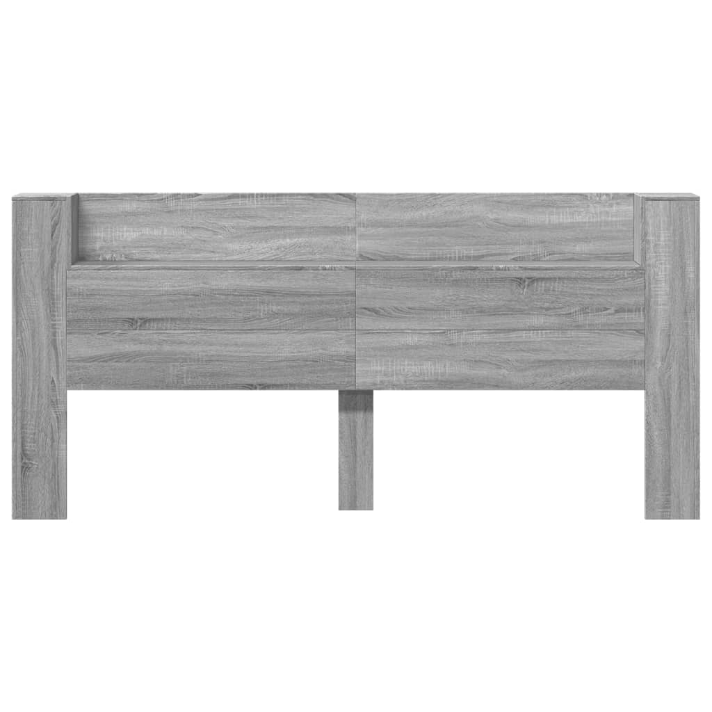 vidaXL Headboard Cabinet with LED Grey Sonoma 220x16.5x103.5 cm