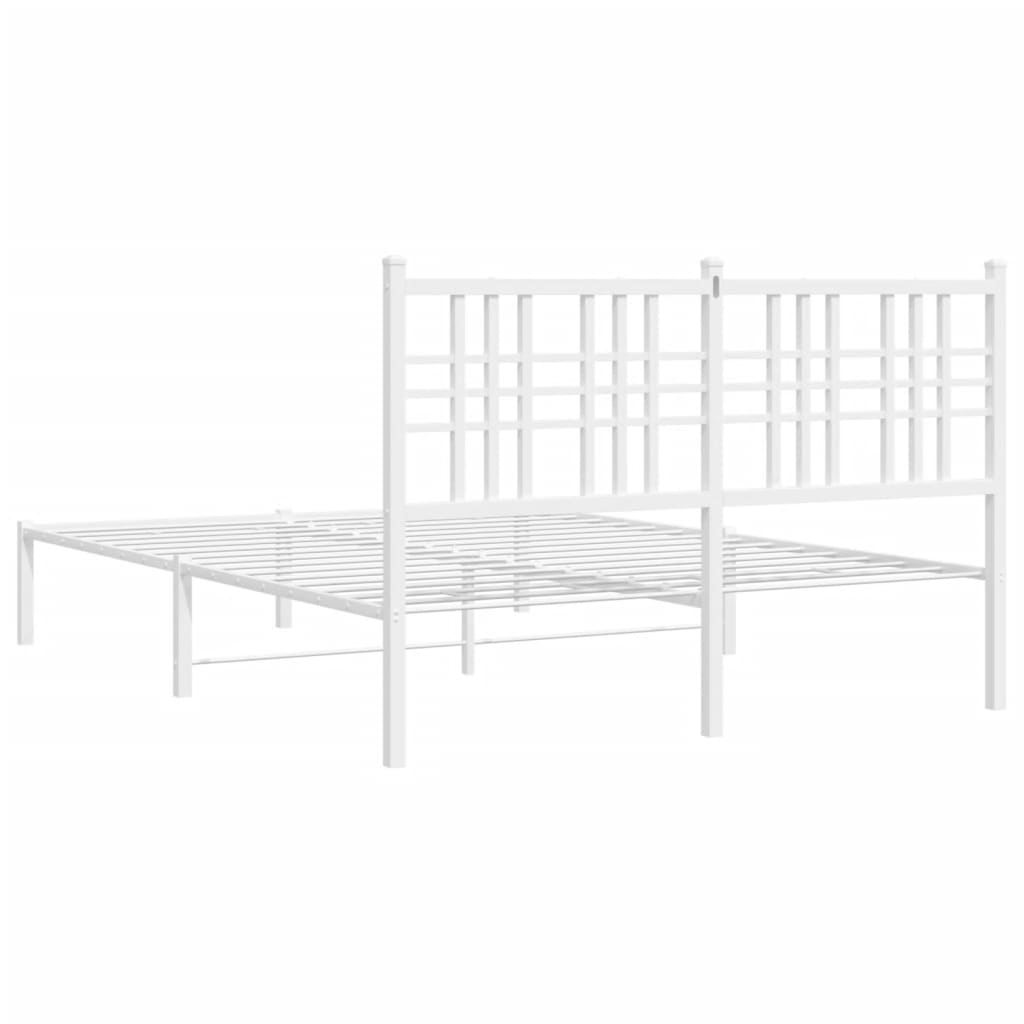 vidaXL Metal Bed Frame without Mattress with Headboard White 120x190 cm Small Double