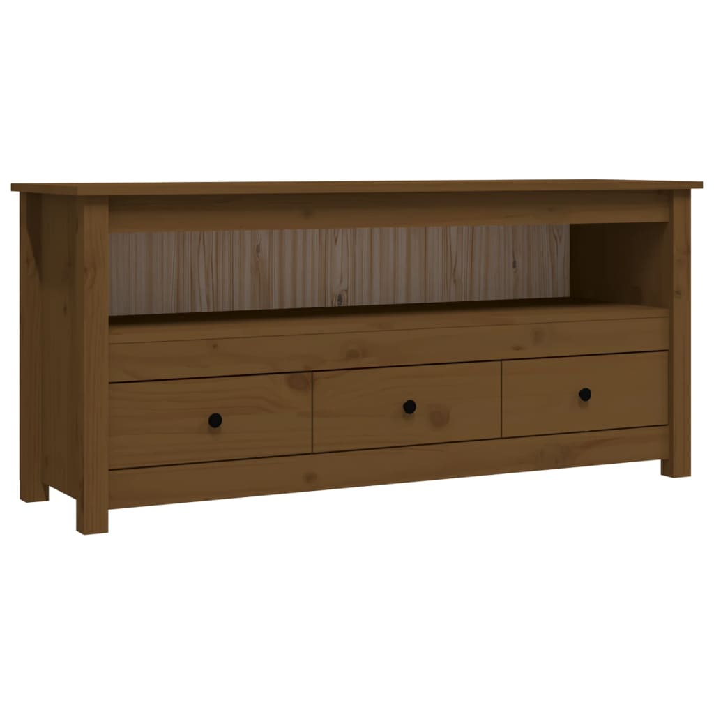 vidaXL TV Cabinet Honey Brown 114x35x52 cm Solid Wood Pine