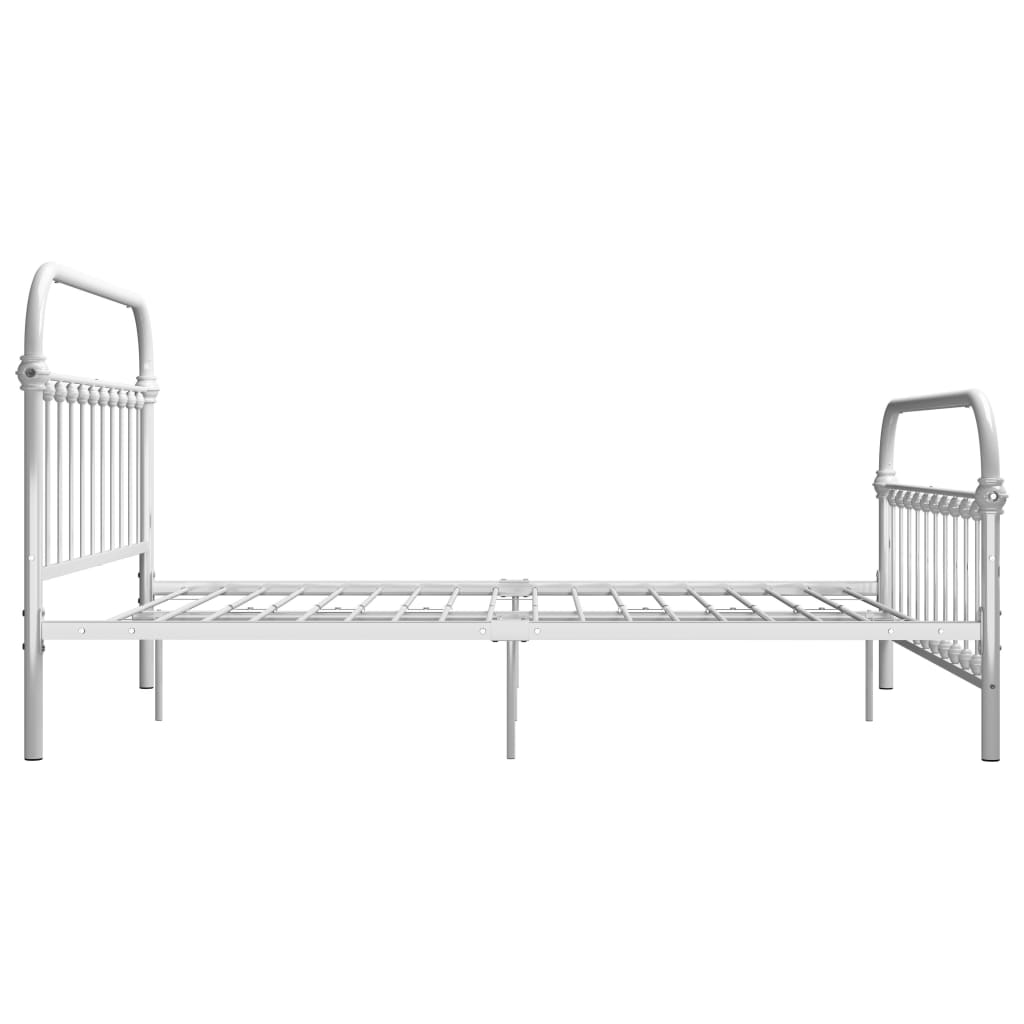 vidaXL Bed Frame without Mattress with Headboard White 160x200 cm Metal