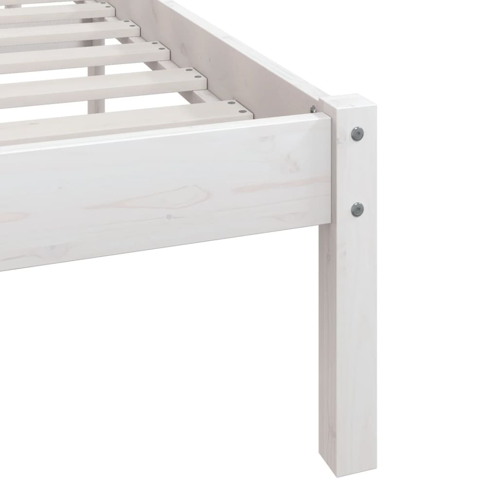 vidaXL Bed Frame without Mattress White Solid Wood 100x200 cm