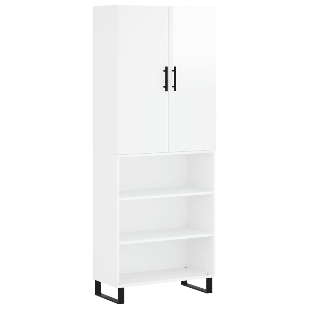 vidaXL Highboard High Gloss White 69.5x34x180 cm Engineered Wood