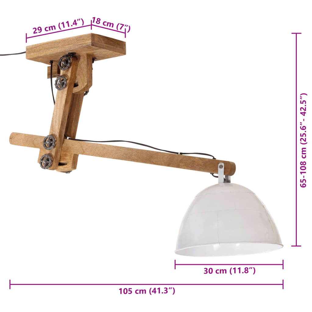 vidaXL Ceiling Lamp 25 W White 105x30x65-108cm E27