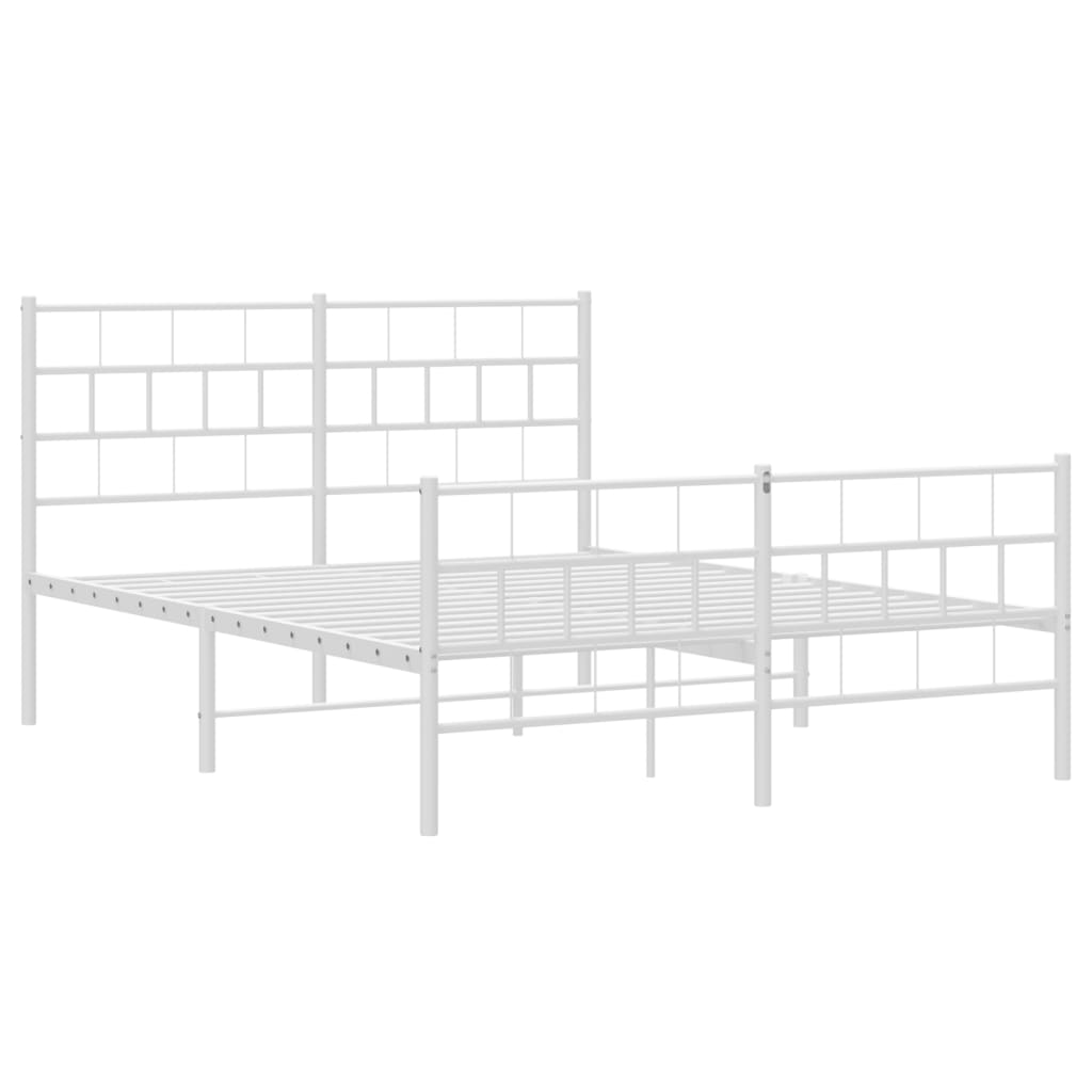 vidaXL Metal Bed Frame without Mattress with Footboard White 160x200 cm