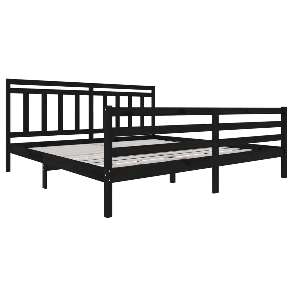 vidaXL Bed Frame without Mattress Black Solid Wood 200x200 cm (810454+814118)