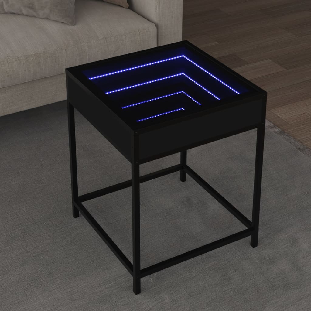 vidaXL Coffee Table with Infinity LED Black 40x40x51 cm