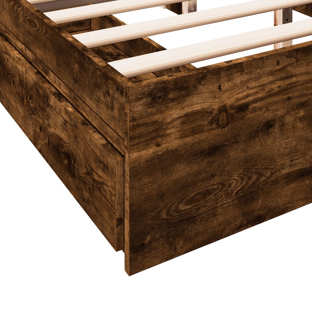 vidaXL Bed Frame with Drawers without Mattress Smoked Oak 150x200 cm King Size