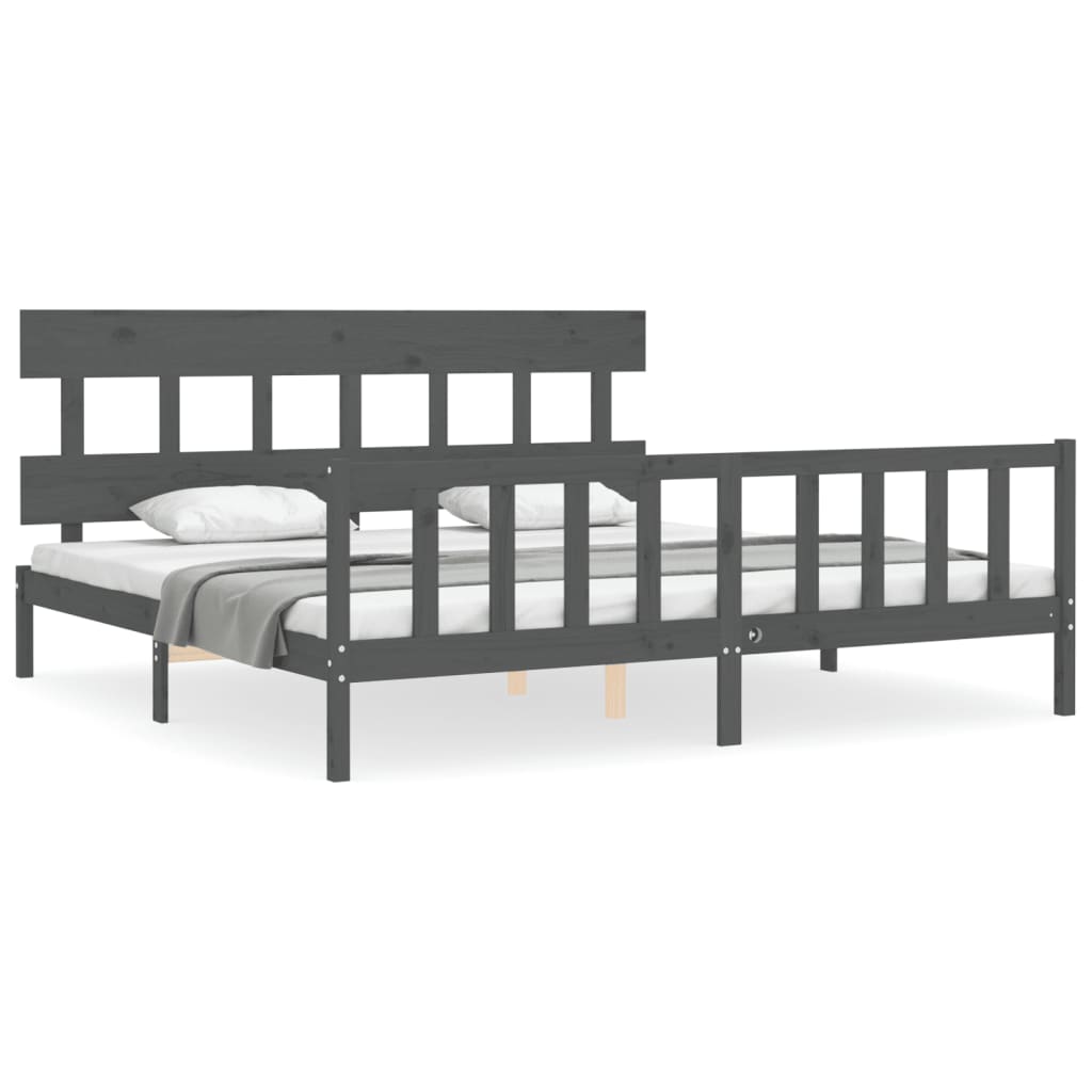 vidaXL Bed Frame without Mattress Grey 200x200 cm Solid Wood Pine