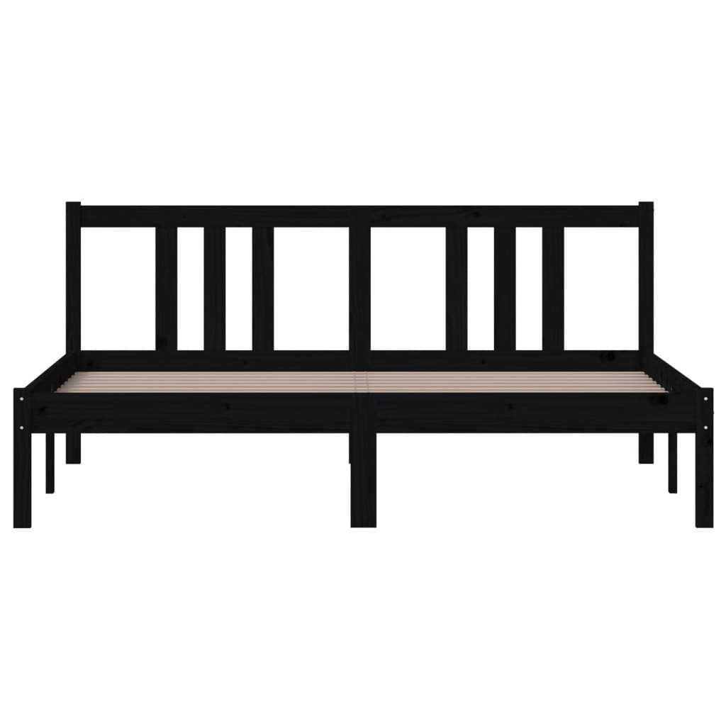 vidaXL Bed Frame without Mattress Black Solid Wood 150x200 cm King Size