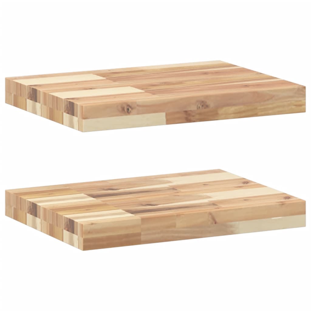 vidaXL Floating Shelves 2 pcs 60x30x4 cm Untreated Solid Wood Acacia