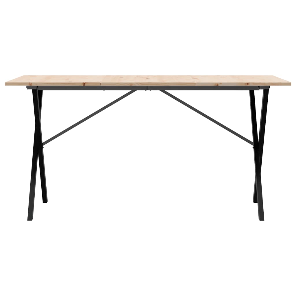 vidaXL Dining Table X-Frame 160x80x75 cm Solid Wood Pine and Cast Iron