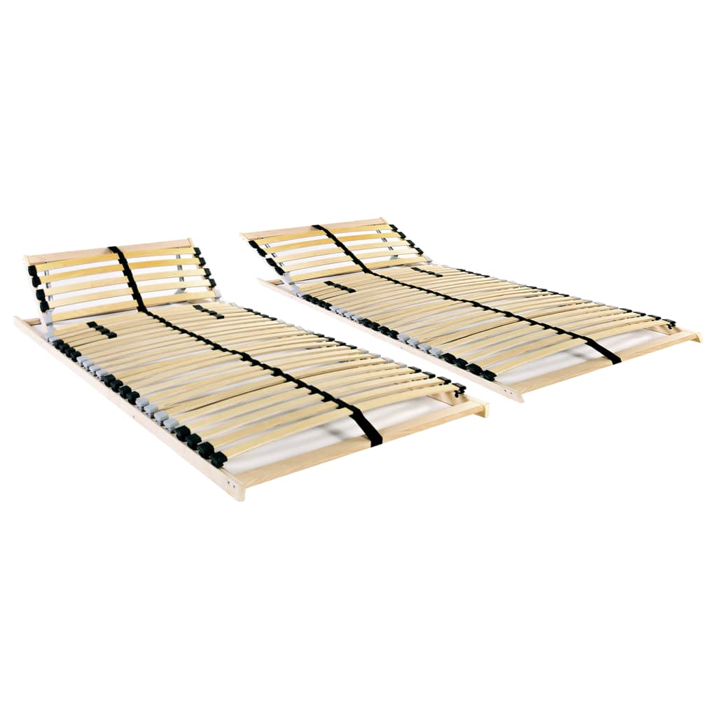 vidaXL Slatted Bed Bases without Mattress 2 pcs with 28 Slats 80x200 cm