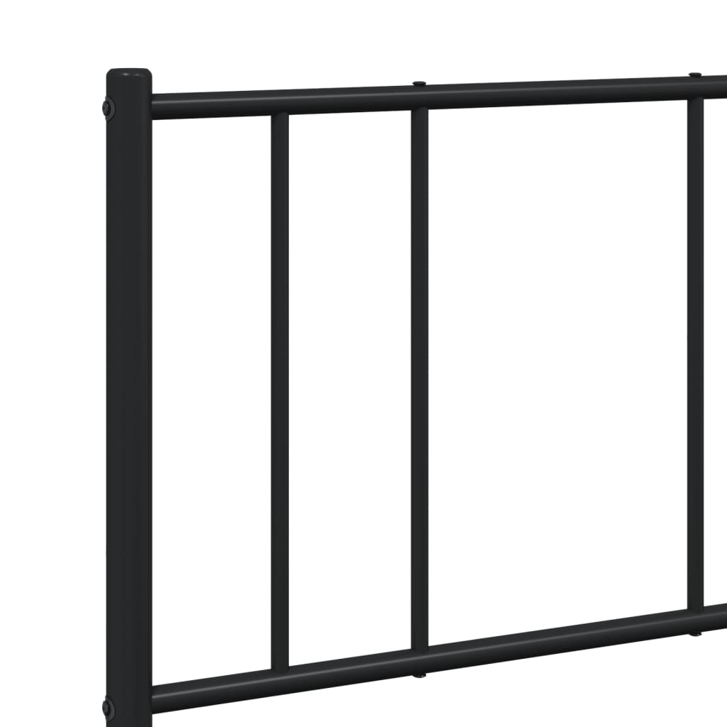 vidaXL Metal Bed Frame without Mattress with Headboard Black 120x190 cm Small Double