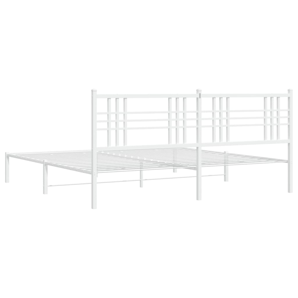 vidaXL Metal Bed Frame without Mattress with Headboard White 193x203 cm