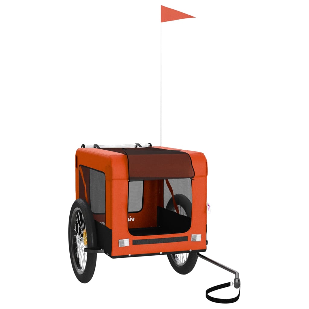 vidaXL Pet Bike Trailer Orange and Black Oxford Fabric&Iron