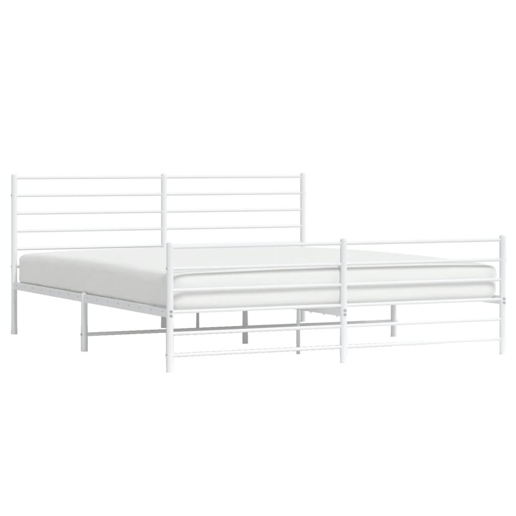 vidaXL Metal Bed Frame without Mattress with Footboard White 193x203 cm