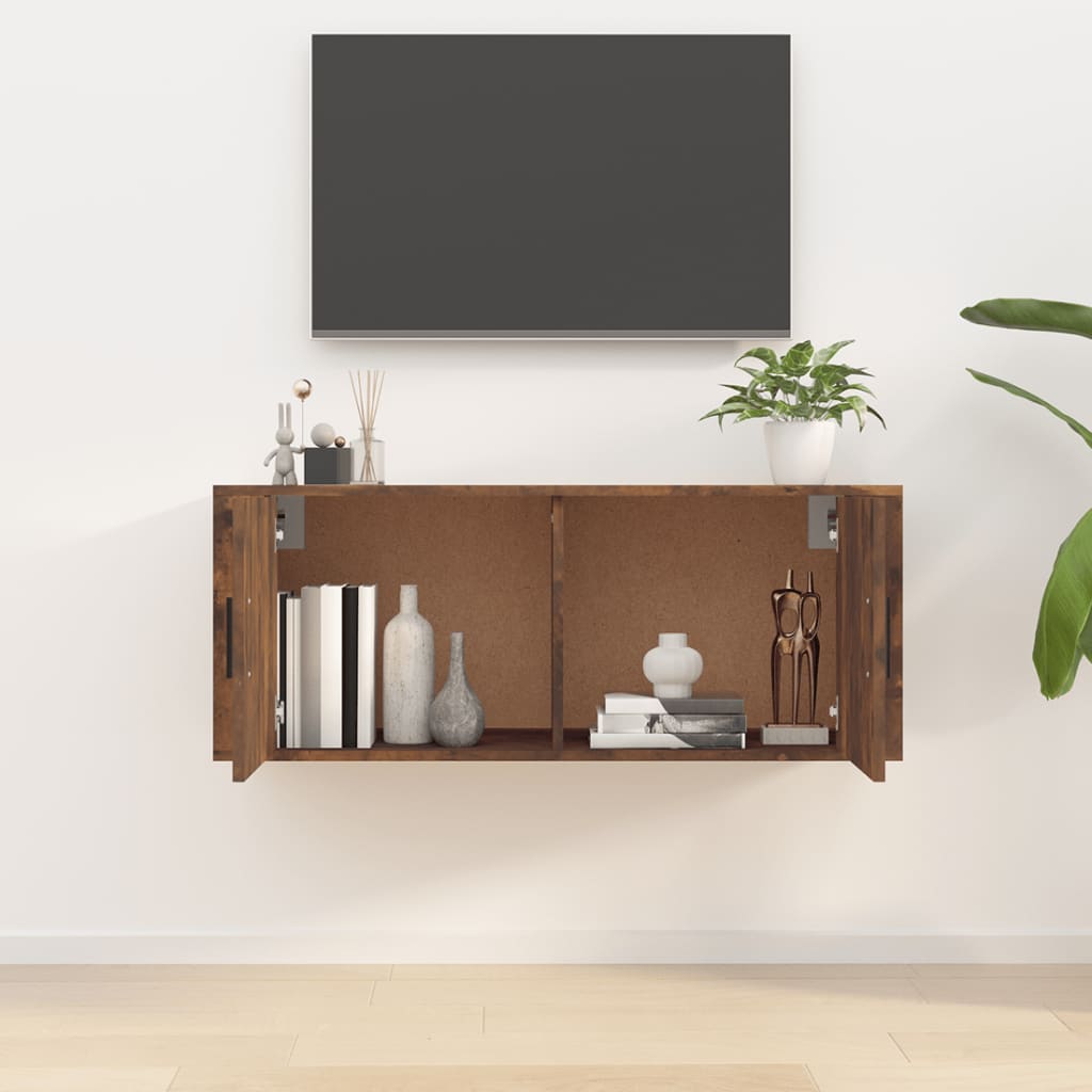 vidaXL Wall Mounted TV Cabinet Smoked Oak 100x34.5x40 cm