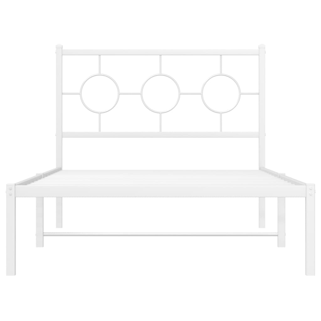 vidaXL Metal Bed Frame without Mattress with Headboard White 100x200 cm