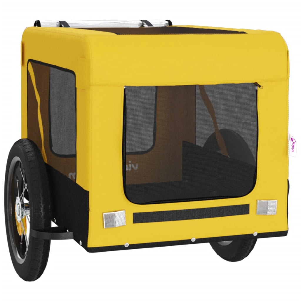 vidaXL Pet Bike Trailer Yellow and Black Oxford Fabric&Iron