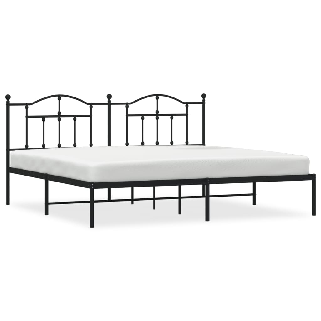 vidaXL Metal Bed Frame without Mattress with Headboard Black 193x203 cm