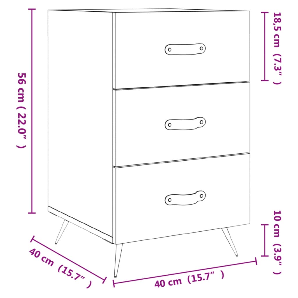 vidaXL Bedside Cabinet Smoked Oak 40x40x66 cm Engineered Wood