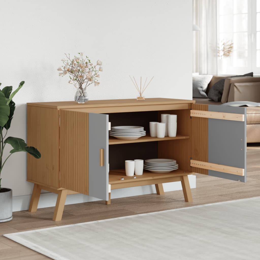 vidaXL Sideboard OLDEN Grey and Brown 114x43x73.5 cm Solid Wood Pine