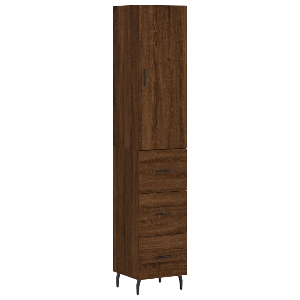 vidaXL Highboard Brown Oak 34.5x34x180 cm Engineered Wood