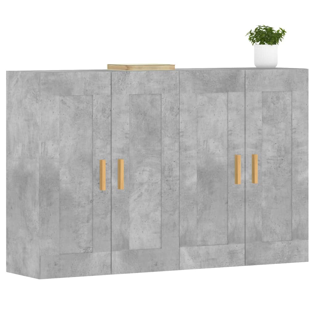 vidaXL Wall Mounted Cabinets 2 pcs Concrete Grey Engineered Wood