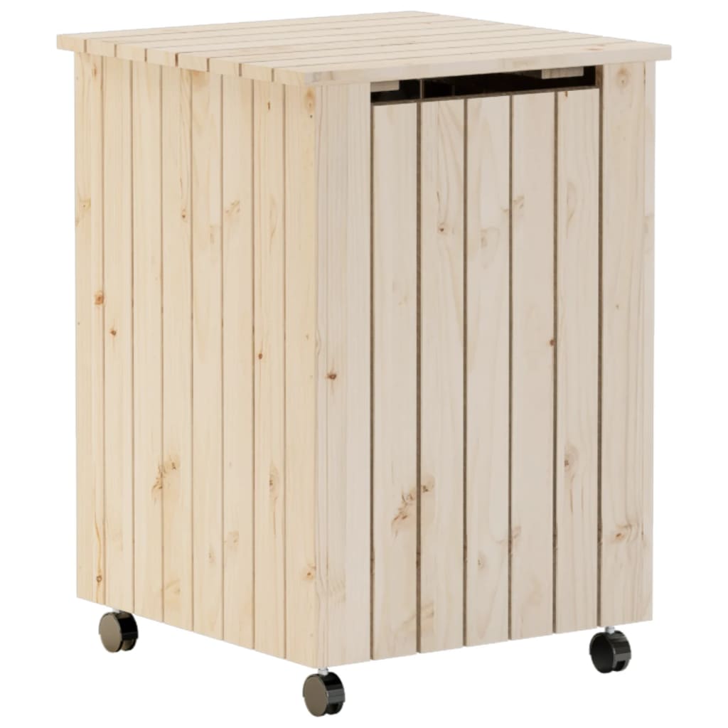 vidaXL Laundry Basket with Wheels RANA 45x45x64 cm Solid Wood Pine