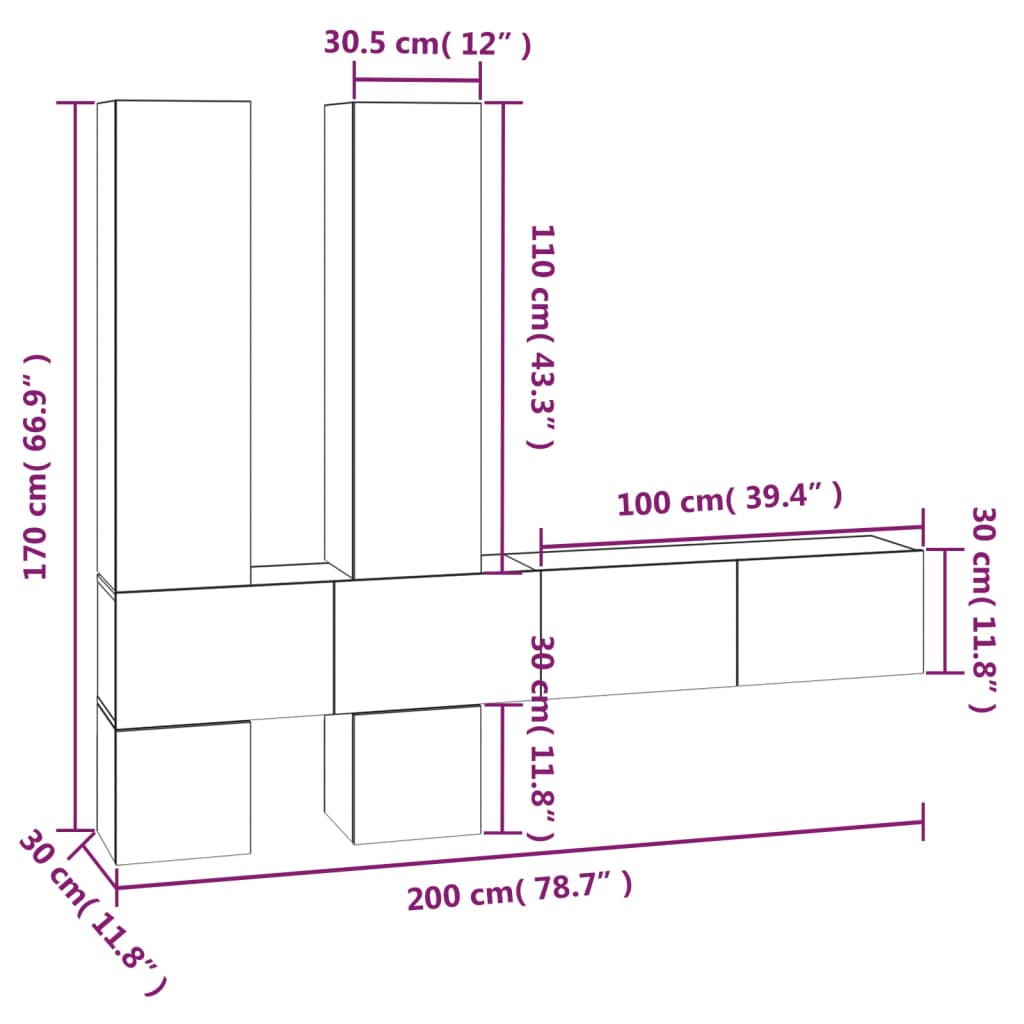 vidaXL Wall-mounted TV Cabinet Grey Sonoma Engineered Wood