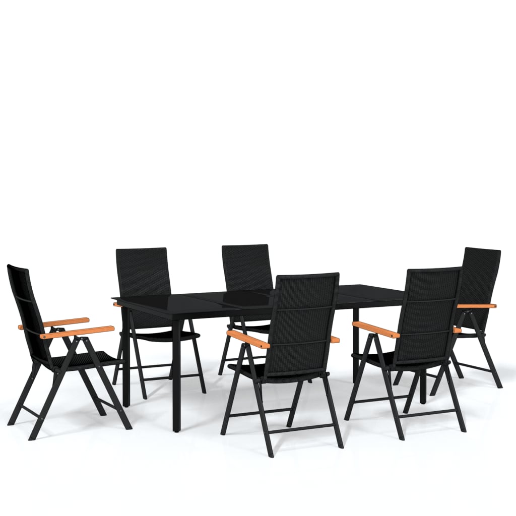 vidaXL 7 Piece Garden Dining Set Black