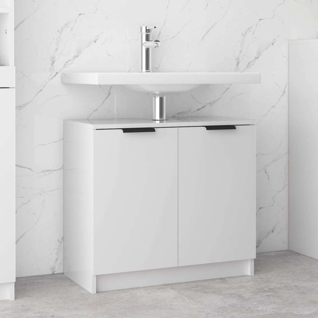 vidaXL Bathroom Cabinet High Gloss White 64.5x33.5x59cm Engineered Wood