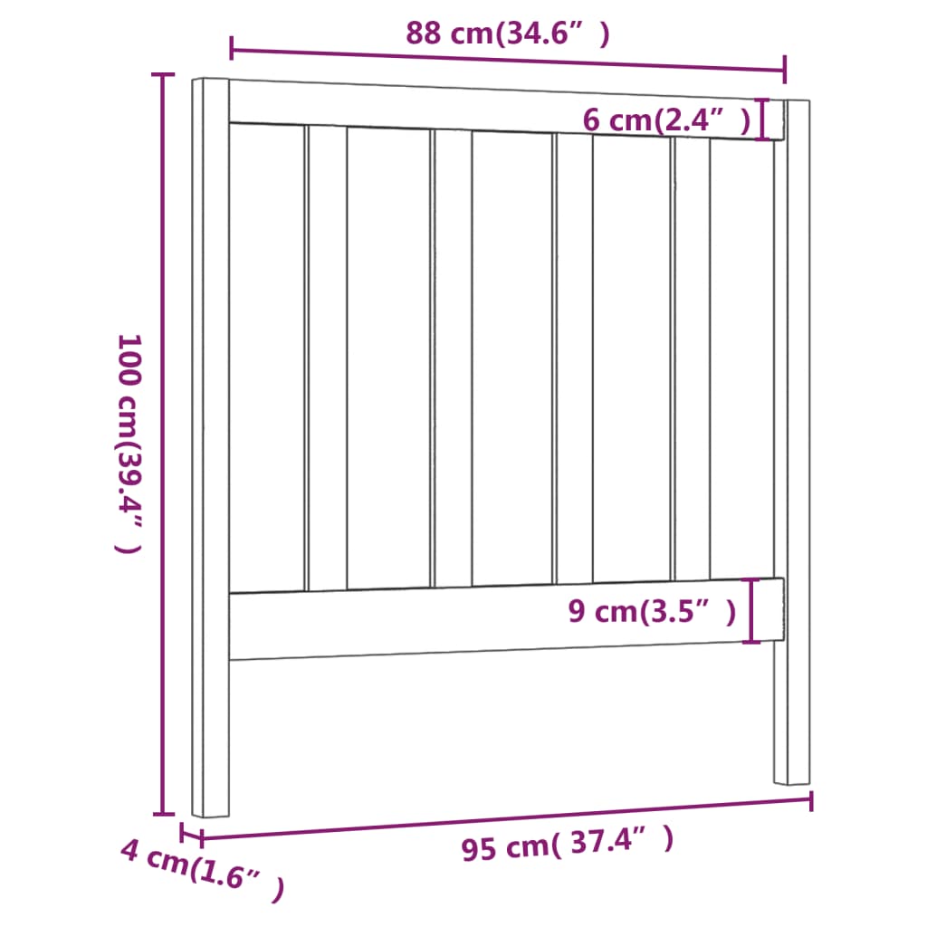 vidaXL Bed Headboard Grey 95x4x100 cm Solid Wood Pine