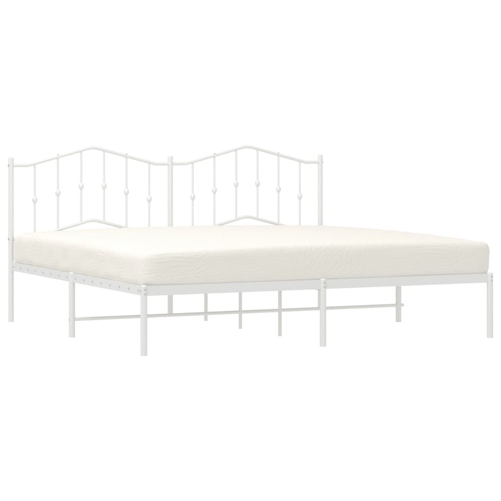 vidaXL Metal Bed Frame without Mattress with Headboard White 193x203 cm