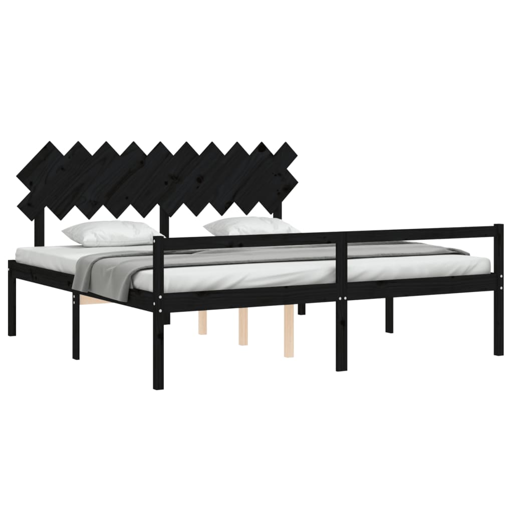 vidaXL Senior Bed without Mattress Black 200x200 cm Solid Wood