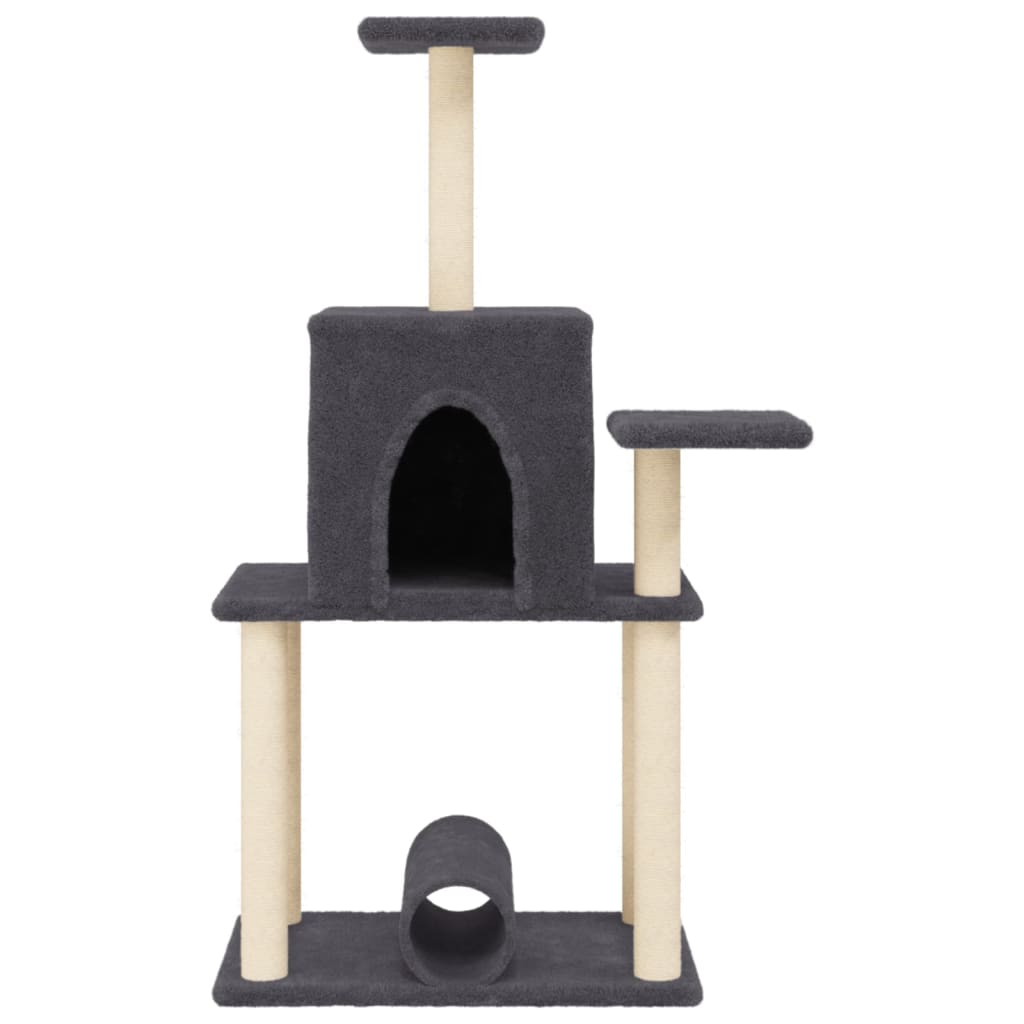 vidaXL Cat Tree with Sisal Scratching Posts Dark Grey 122 cm