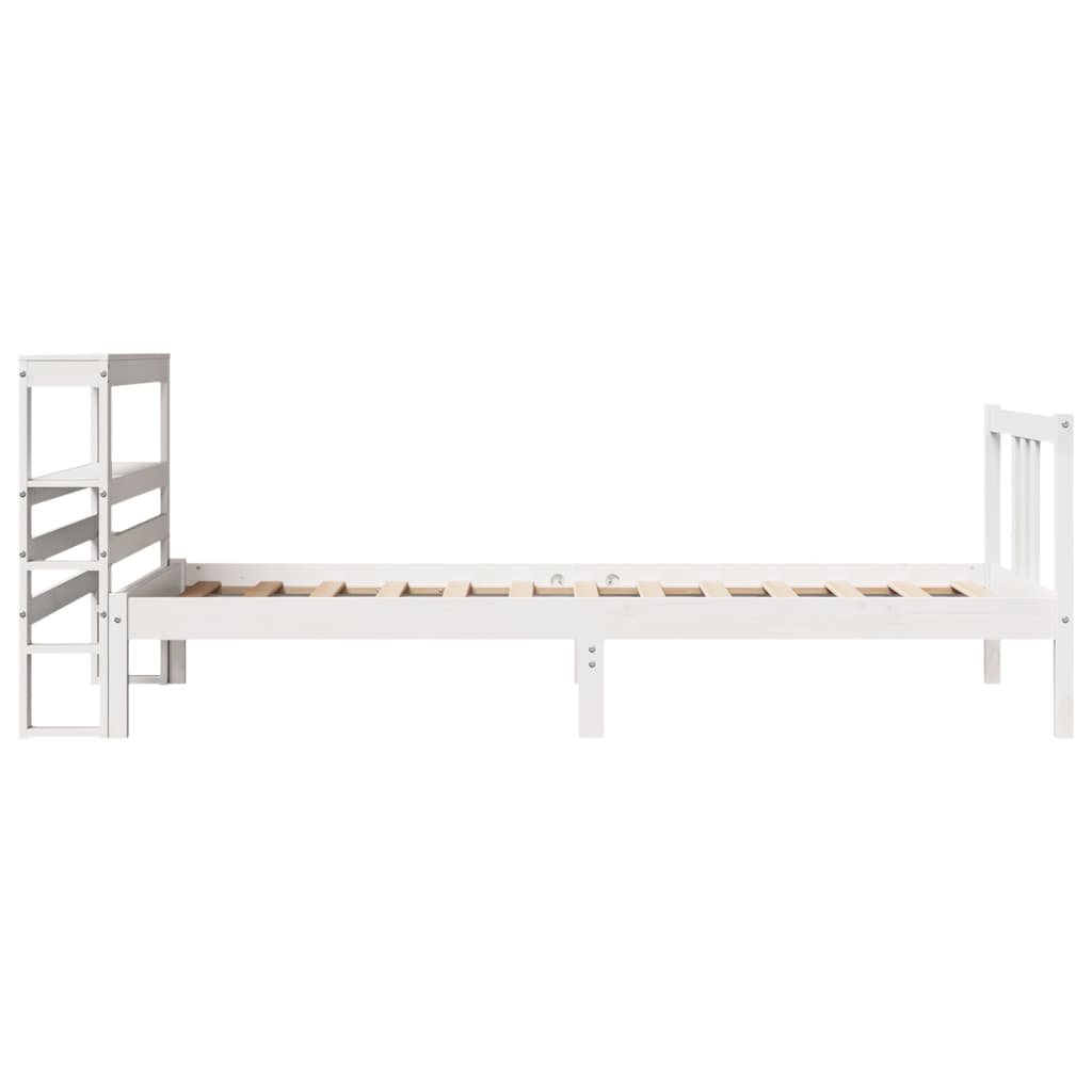 vidaXL Bed Frame with Headboard without Mattress White 100x200 cm