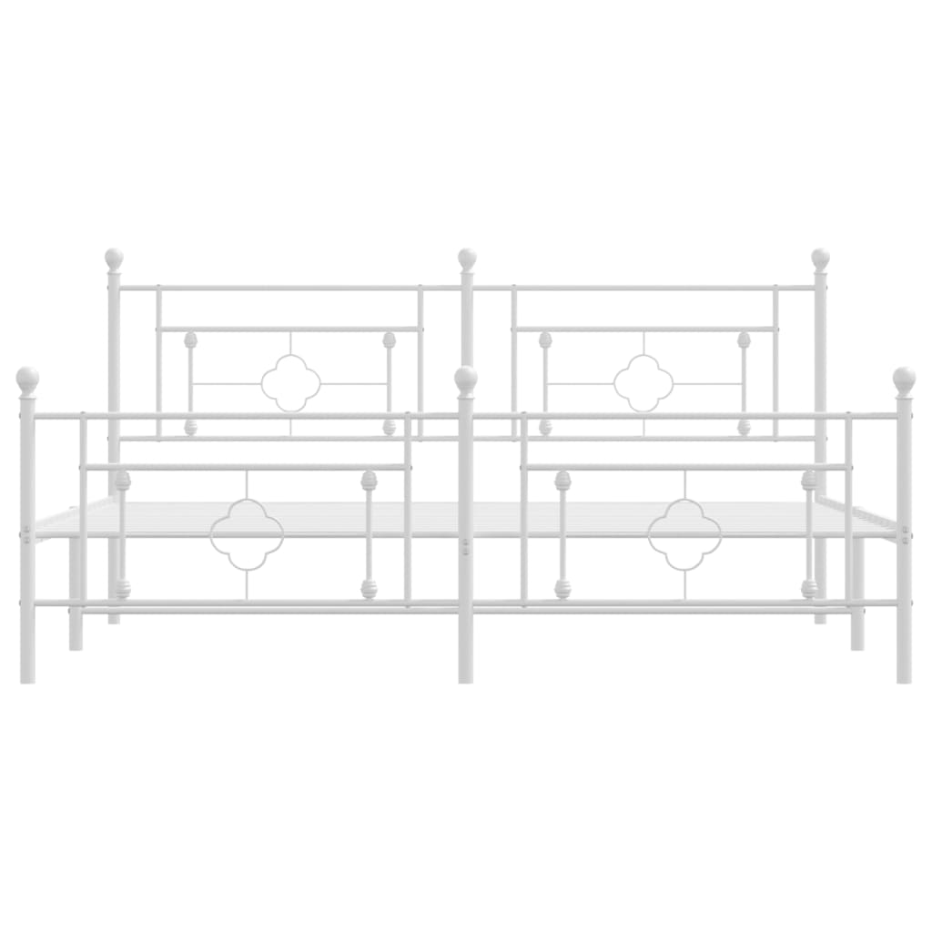 vidaXL Metal Bed Frame without Mattress with Footboard White 180x200 cm Super King