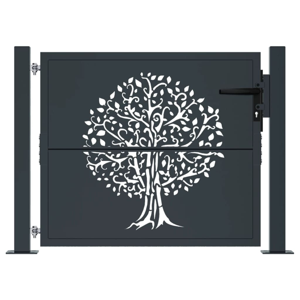 vidaXL Garden Gate Anthracite 105x105 cm Steel Tree Design