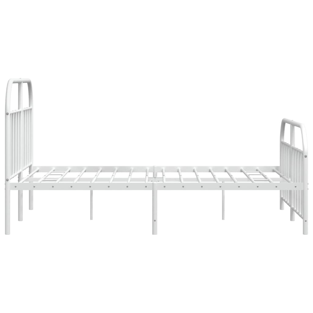 vidaXL Metal Bed Frame without Mattress with Footboard White 135x190 cm Double