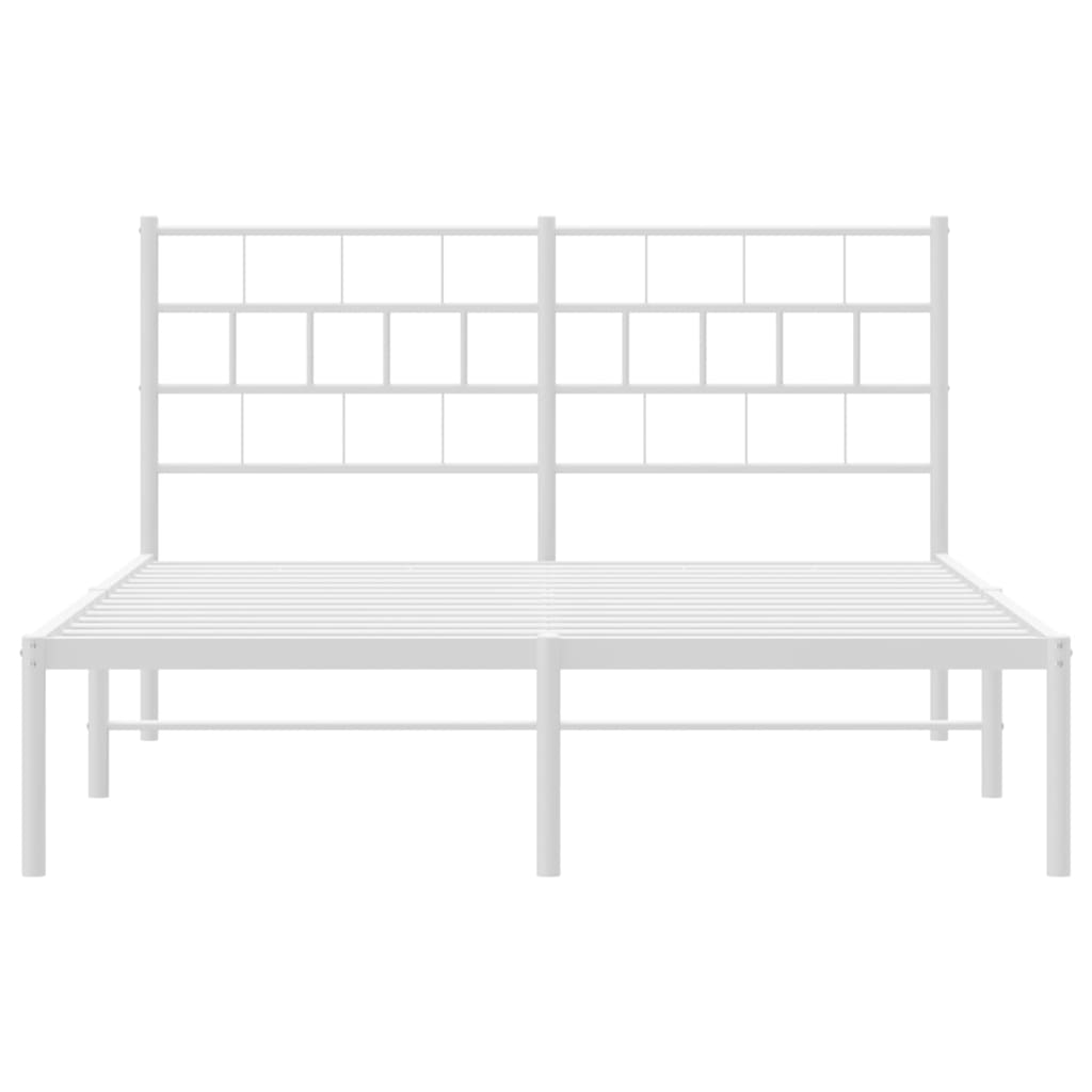 vidaXL Metal Bed Frame without Mattress with Headboard White 140x190 cm