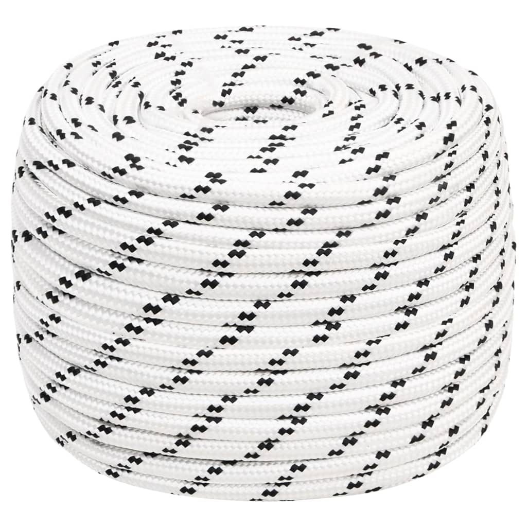 vidaXL Braided Boat Rope White 14 mmx100 m Polyester