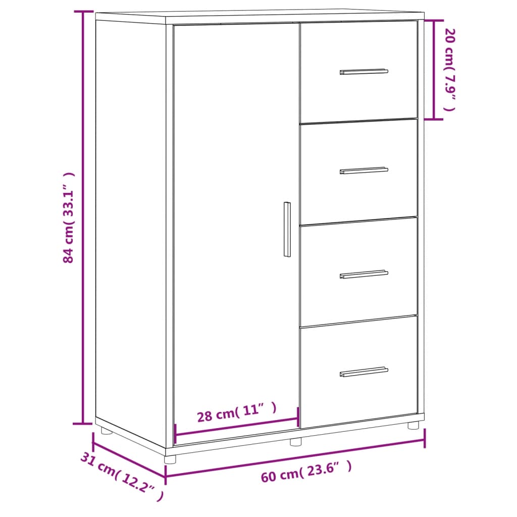 vidaXL Sideboards 2 pcs Black 60x31x84 cm Engineered Wood