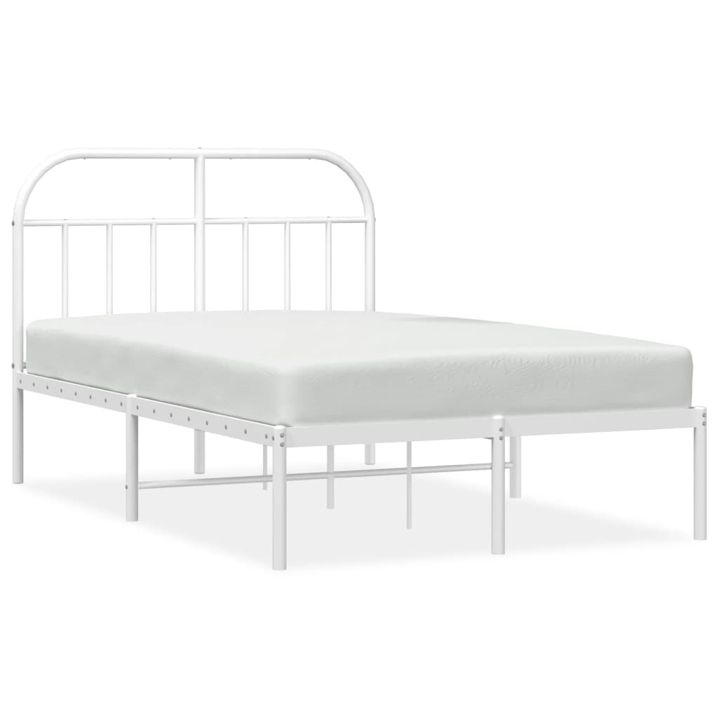 vidaXL Metal Bed Frame without Mattress with Headboard White 120x200 cm