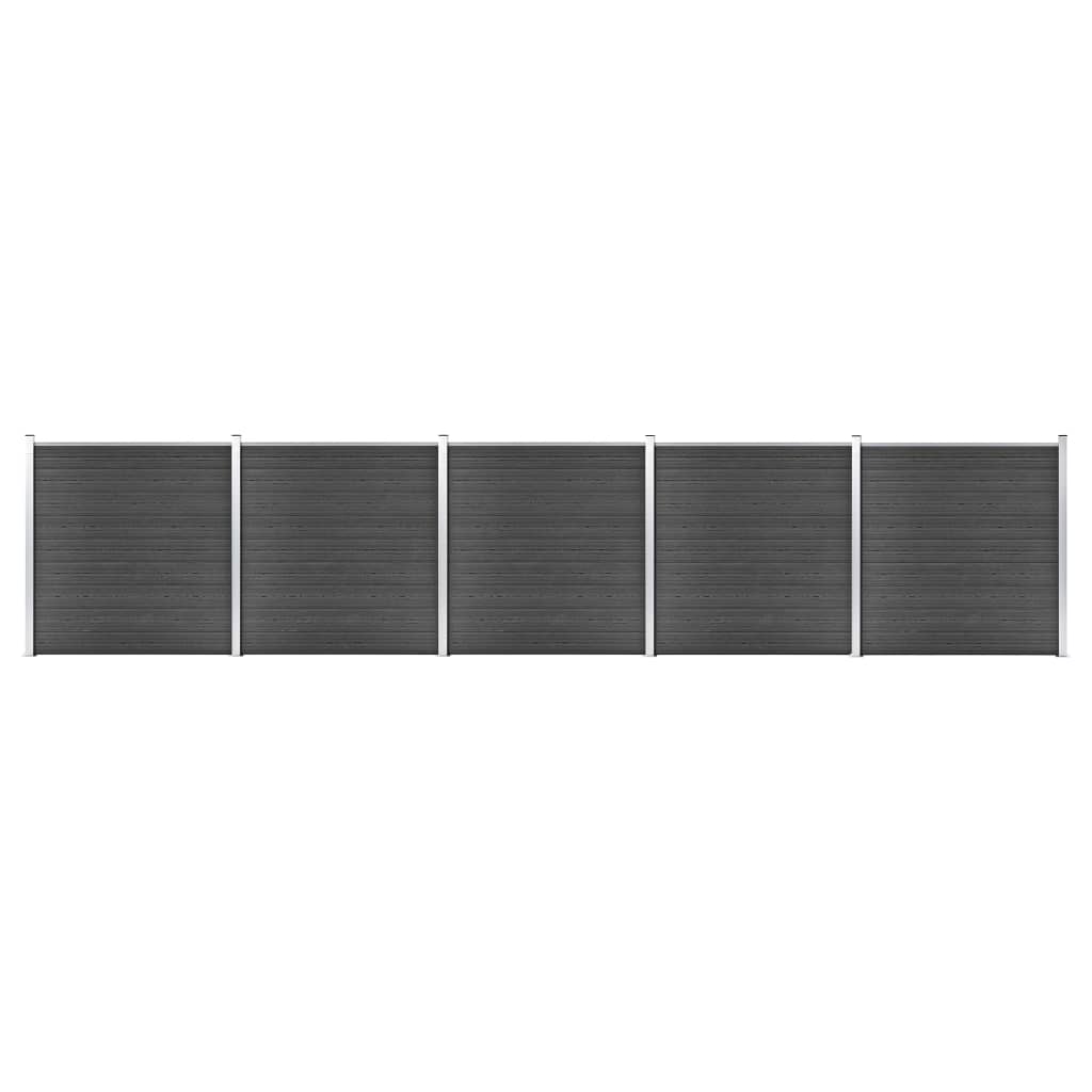 vidaXL Fence Panel Set WPC 872x186 cm Black