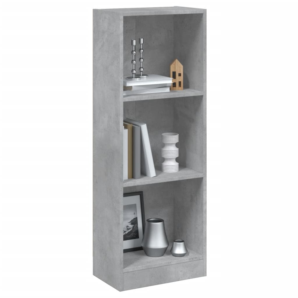 vidaXL 3-Tier Book Cabinet Concrete Grey 40x24x109 cm Engineered Wood