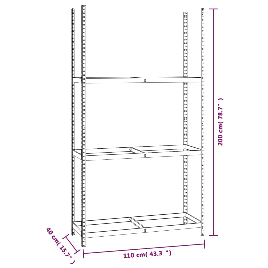 vidaXL 3-Layer Tire Racks 2 pcs Silver 110x40x200 cm Steel