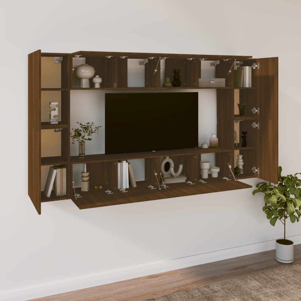 vidaXL 8 Piece TV Cabinet Set Brown Oak Engineered Wood